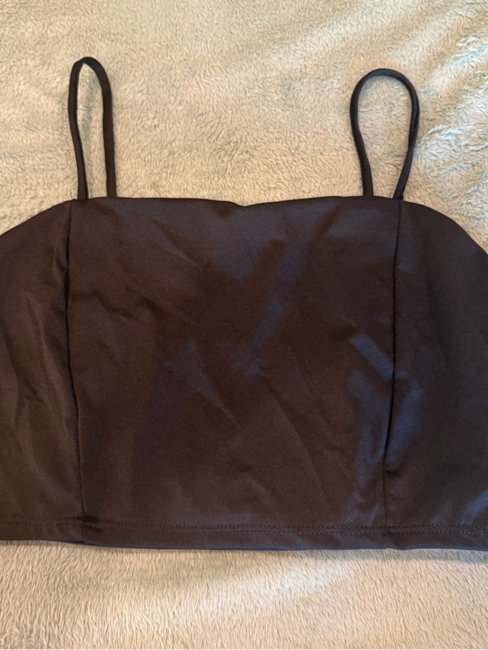 21 Saints Black Crop Top Cami Spaghetti Strap Stretch Size Small